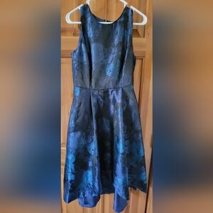 White House Black Market Strapless Black and Blue Dress